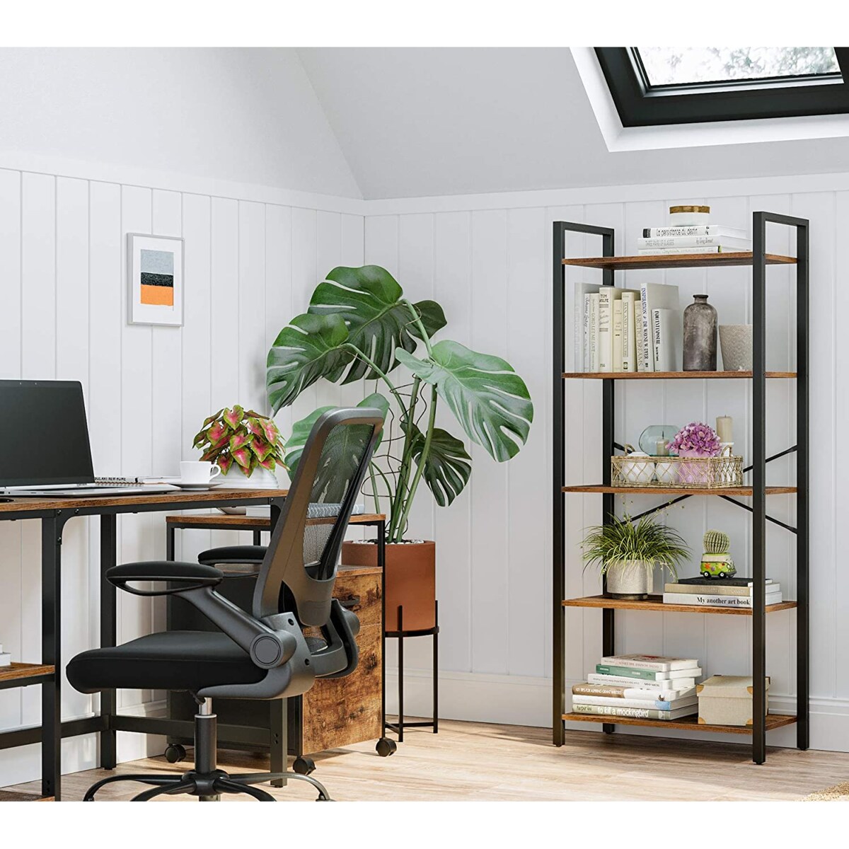 Regał Półka Na Książki 66X30X153 Cm Rustykalny Brąz, Czarny