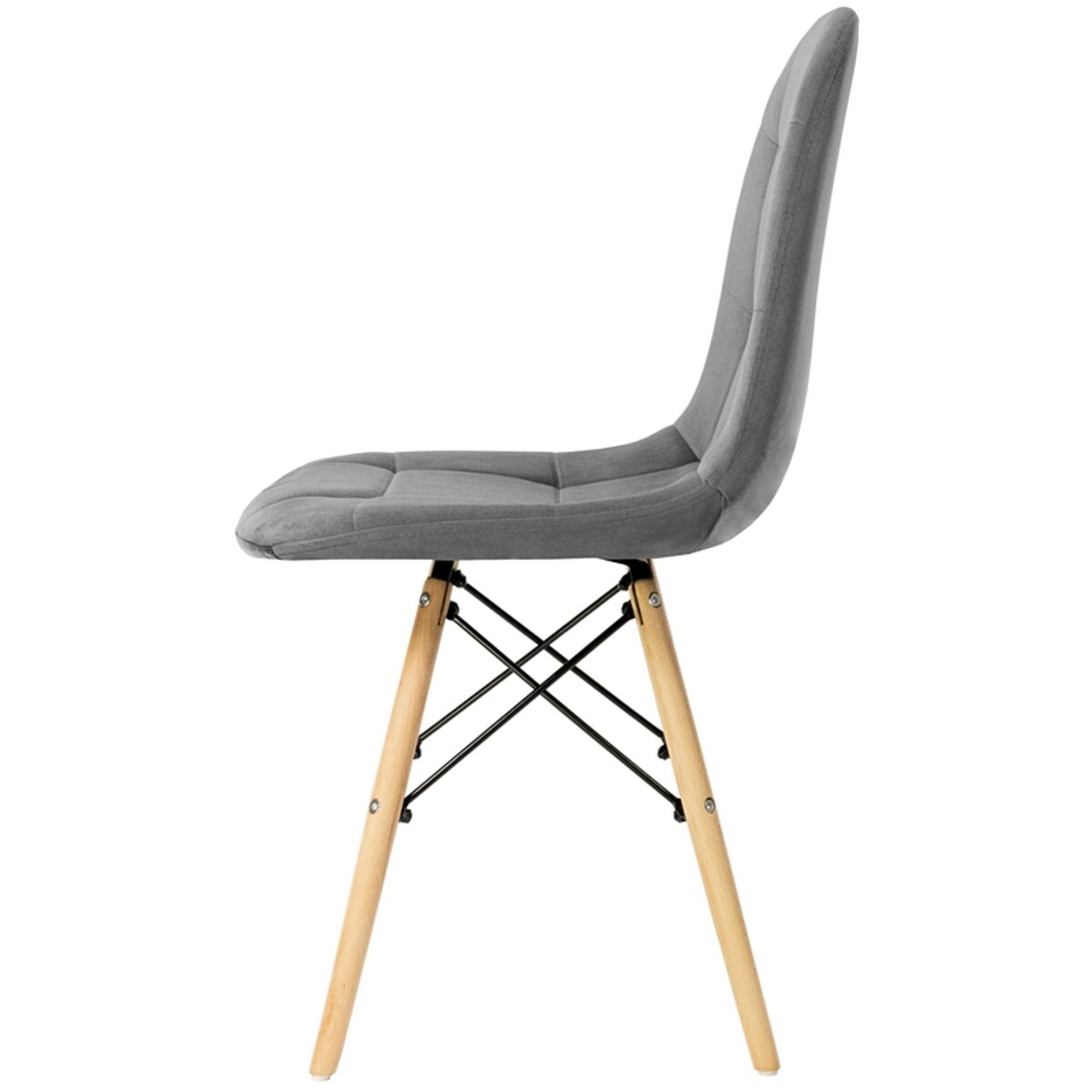 Krzesło tapicerowane do salonu welurowe skandynawskie szare