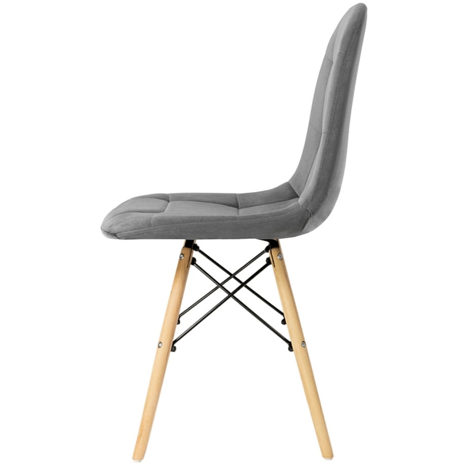 Krzesło tapicerowane do salonu welurowe skandynawskie szare