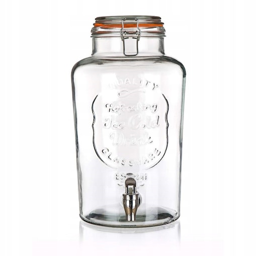 szklany SŁOIK z kranikiem NA NAPOJE lemoniadę soki 7 L przyjęcie święta