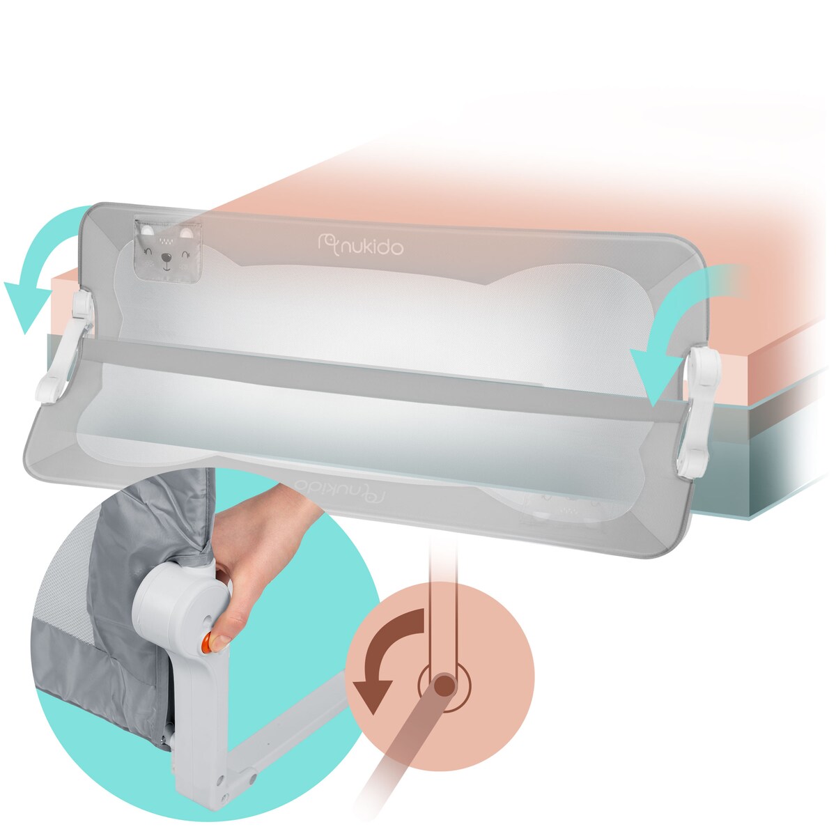 Barierka ochronna do łóżka Nukido zabezpieczająca bramka 200 cm 722900