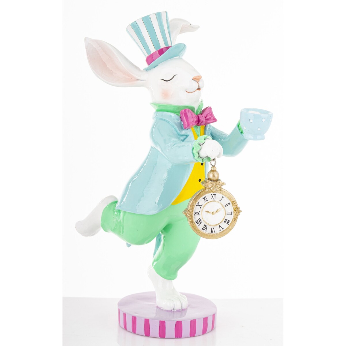 Dekoracja - królik z filiżanką i zegarem 31x11,5x21 cm CIRCUS-2
