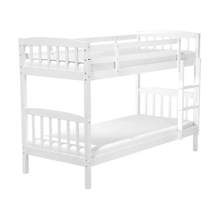 Łóżko piętrowe drewniane 90 x 200 cm białe REVIN