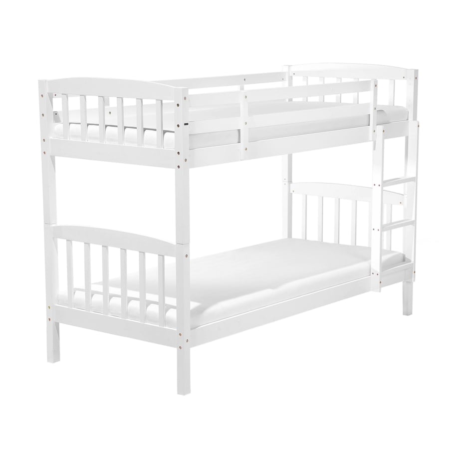 Łóżko piętrowe drewniane 90 x 200 cm białe REVIN