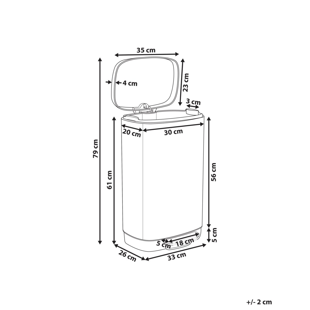 Kosz na śmieci z pedałem 30 L ECOCOLLECT Metal Srebrny