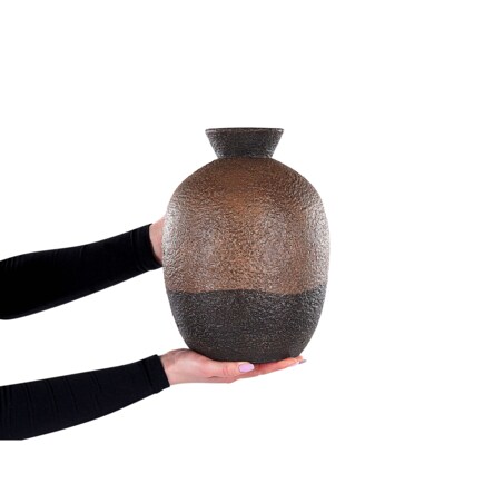 Wazon dekoracyjny z terakoty 30 cm brązowo-czarny AULIDA