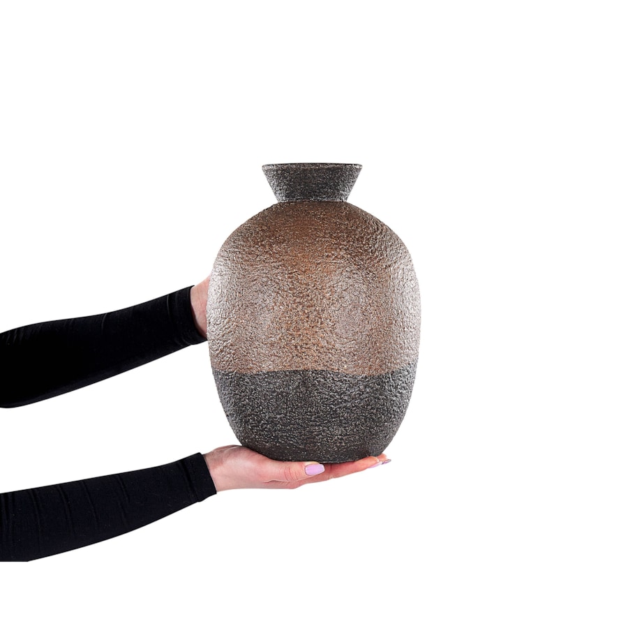 Wazon dekoracyjny z terakoty 30 cm brązowo-czarny AULIDA