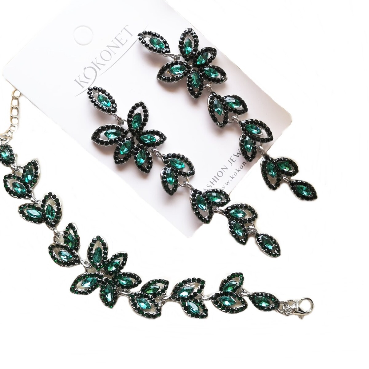 Bransoletka zielona szmaragdowa elegancka wieczorowa