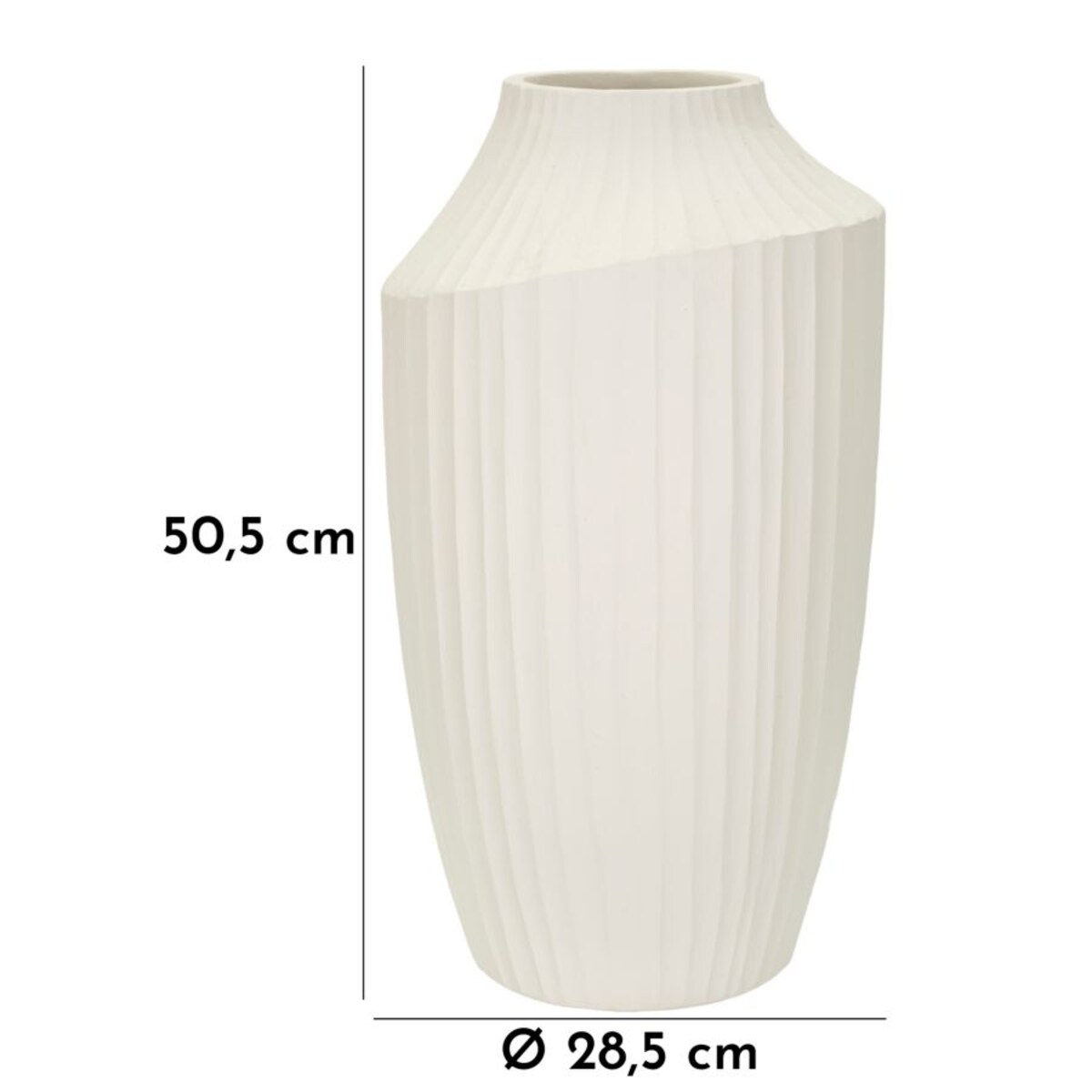 Osłonka dekoracyjna Ice, kolor kremowy, tlenek magnezu (MgO), 28,5 x 28,5 x 50,5 cm, styl nowoczesny, na doniczkę do salonu, Mauro Ferretti