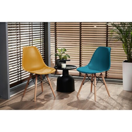 Krzesło skandynawskie eleganckie EVA musztardowe