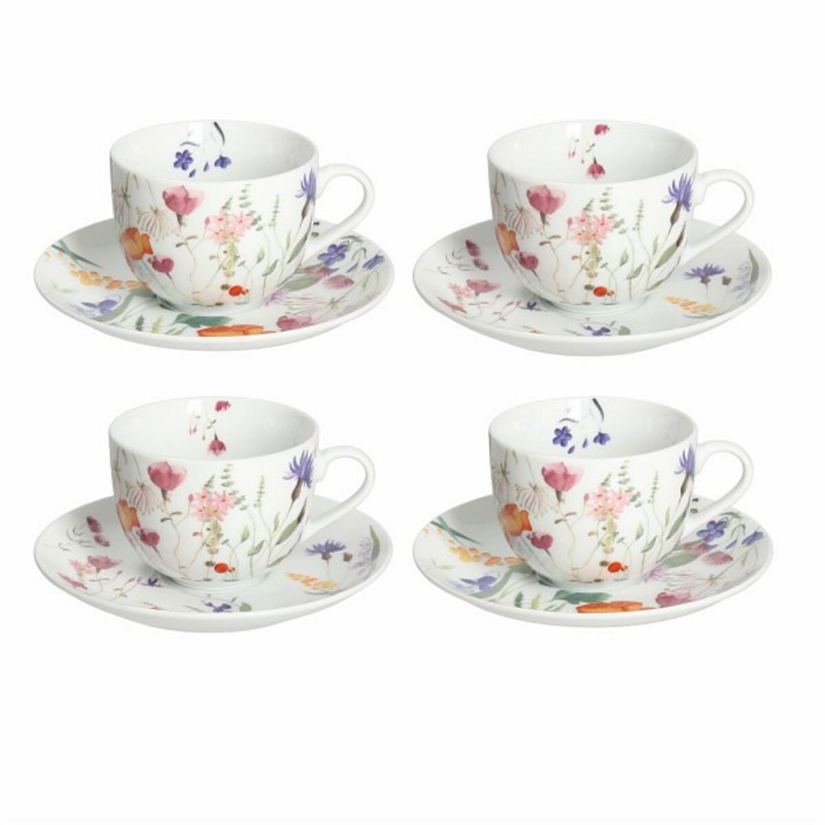 AF FLORA KOMPLET 4 FILIŻANKI TEA Z PODSTAWKAMI 230 CC