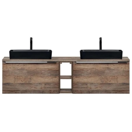 Szafka pod umywalkę nablatową SANTA FE OAK 60 cm + SANTA FE OAK 60 cm + regał dolny 20 cm dąb - zestaw z blatem