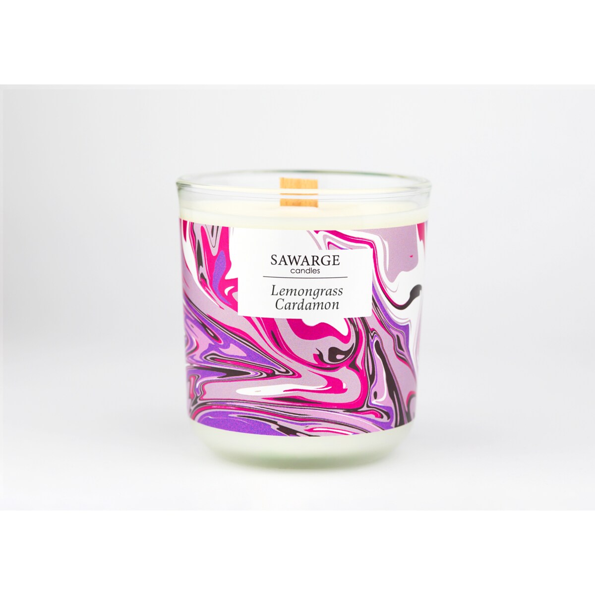 Świeca Zapachowa Sojowa / Drewniany Knot / 40h/Trawa Cytrynowa Kardamon 200g