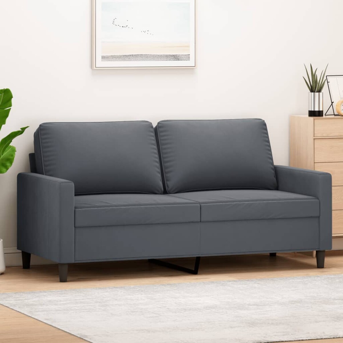 vidaXL Sofa 2-osobowa, ciemnoszary, 140 cm, tapicerowana aksamitem