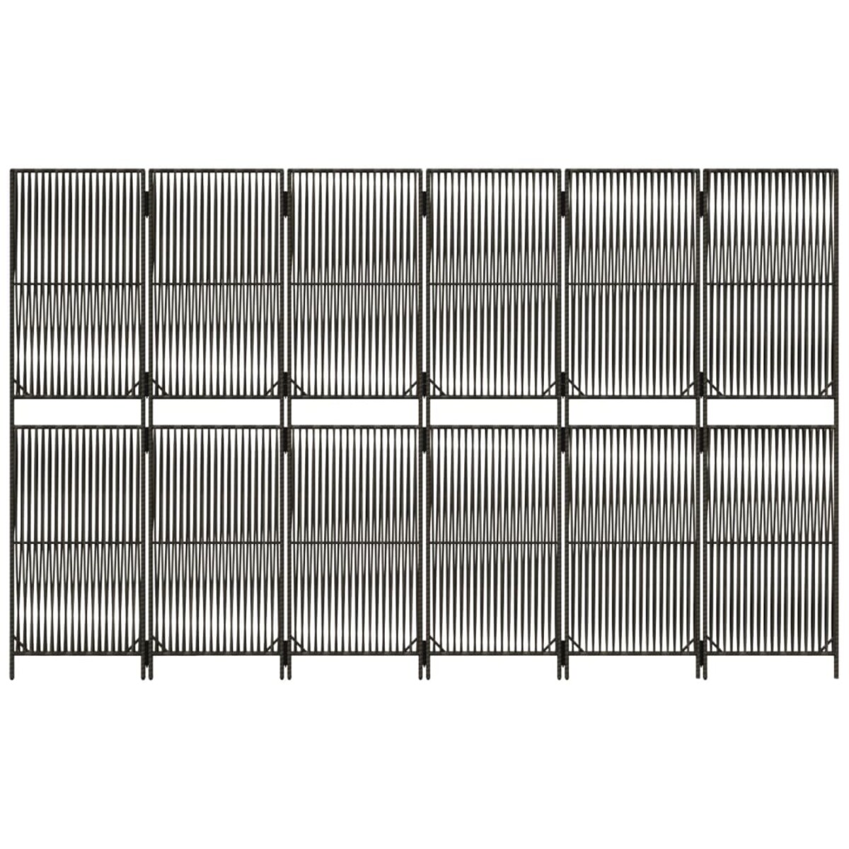 vidaXL Parawan 6-panelowy, szary, polirattan