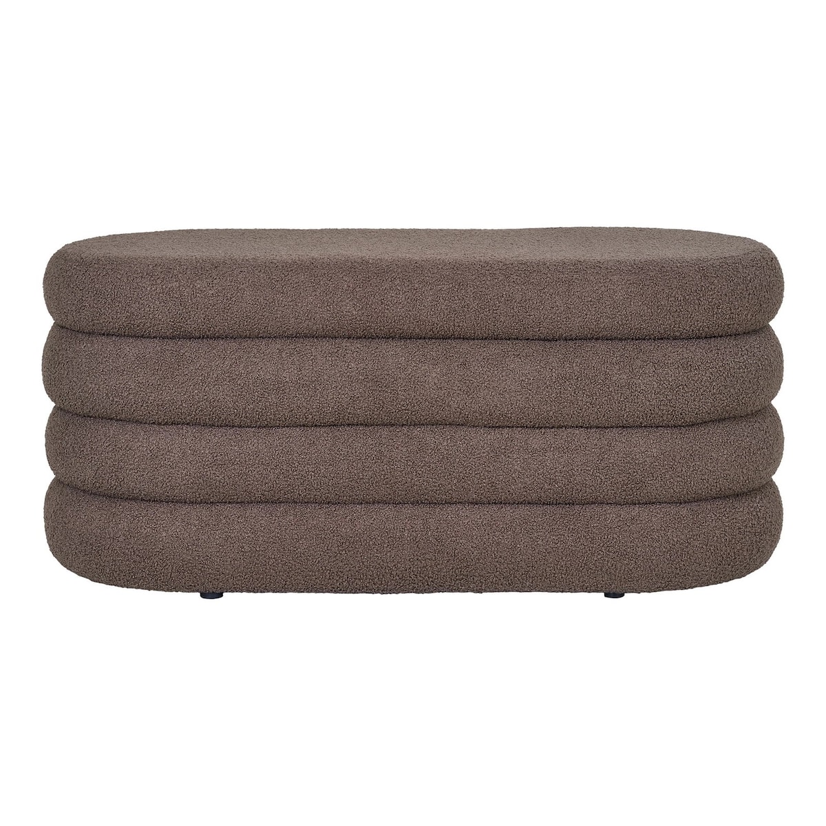 Pufa brązowa boucle 44x103x45 cm PEPUTRA ze schowkiem