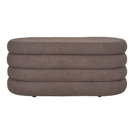 Pufa brązowa boucle 44x103x45 cm PEPUTRA ze schowkiem