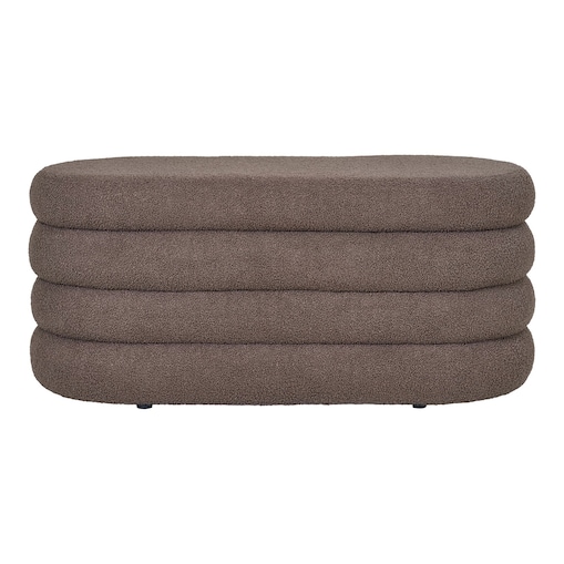 Pufa brązowa boucle 44x103x45 cm PEPUTRA ze schowkiem