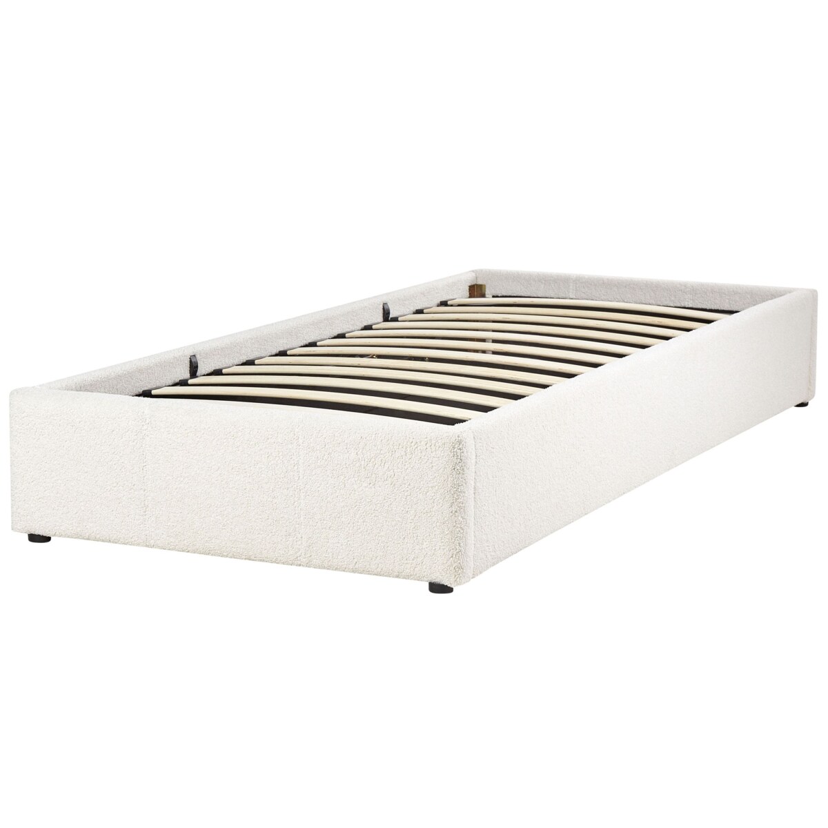 Łóżko z pojemnikiem boucle 90 x 200 cm złamana biel DINAN