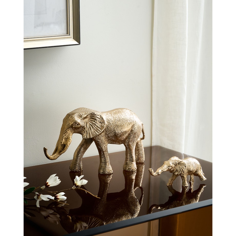 Zestaw 2 figurek dekoracyjnych Słoń SEDLARI Metal Złoty