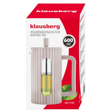 Zaparzacz do herbaty kawy szklany French Press 600 ml beżowy KLAUSBERG