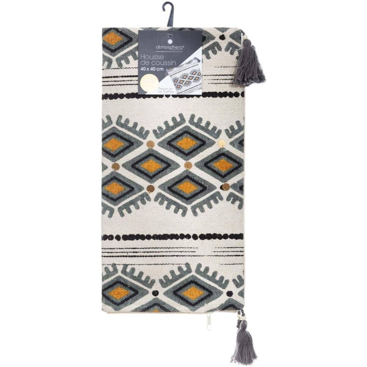 Poszewka dekoracyjna AZTEC, 40 x 40 cm, etniczna z cekinami