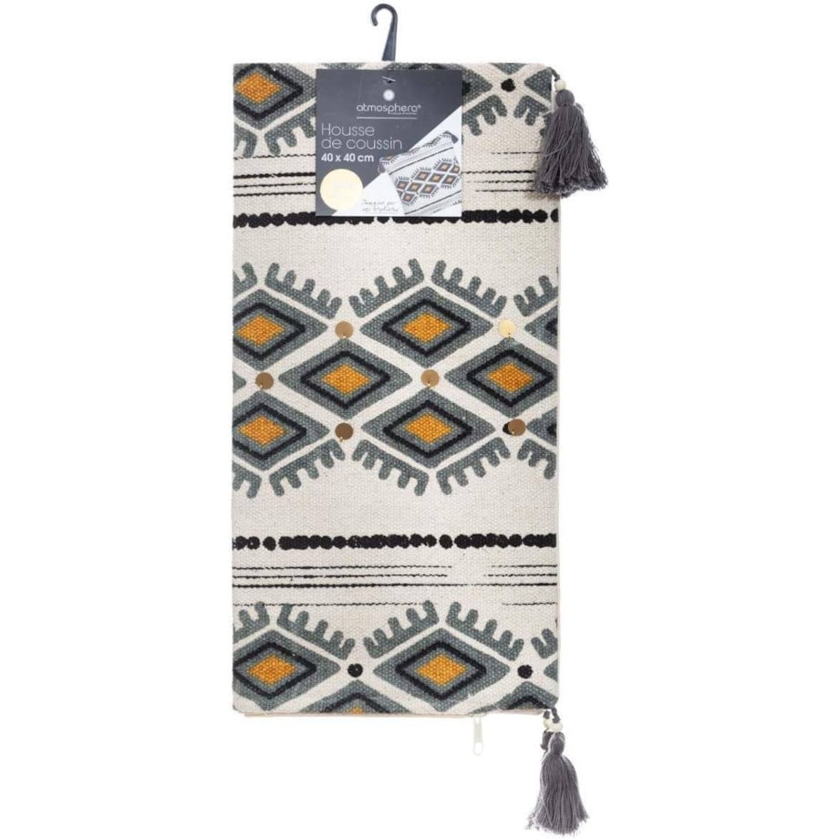 Poszewka dekoracyjna AZTEC, 40 x 40 cm, etniczna z cekinami