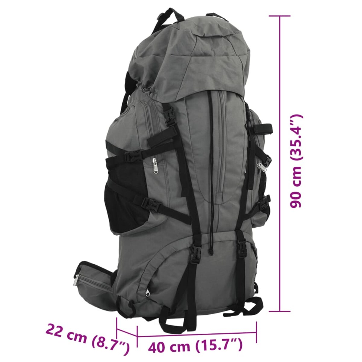 vidaXL Plecak turystyczny, szary, 100 L, tkanina Oxford