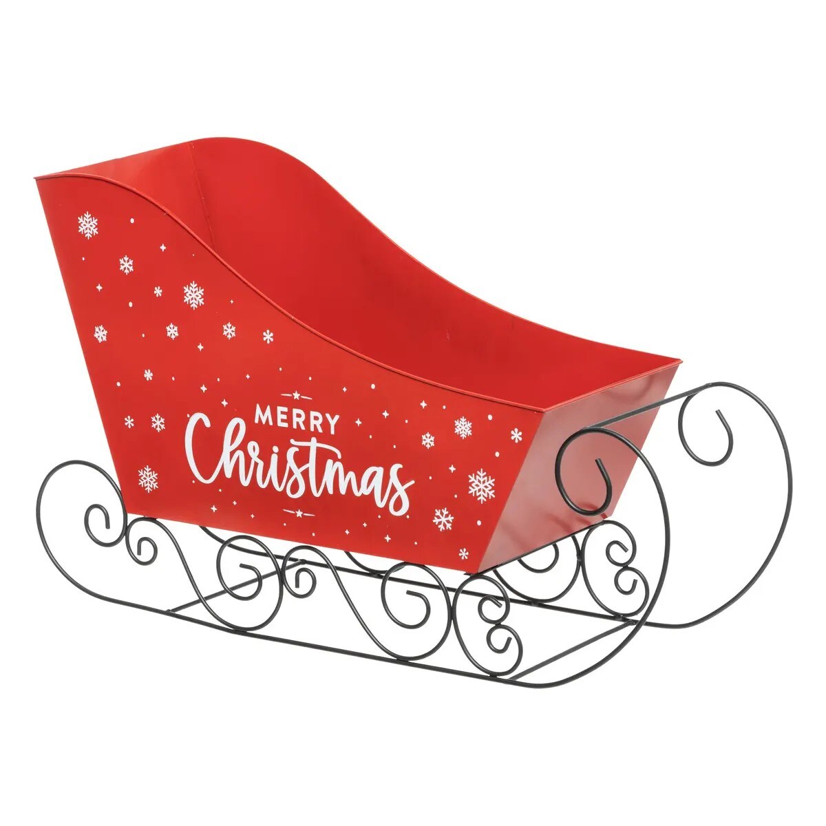 Dekoracja - sanki metalowe retro czerwone 65 cm