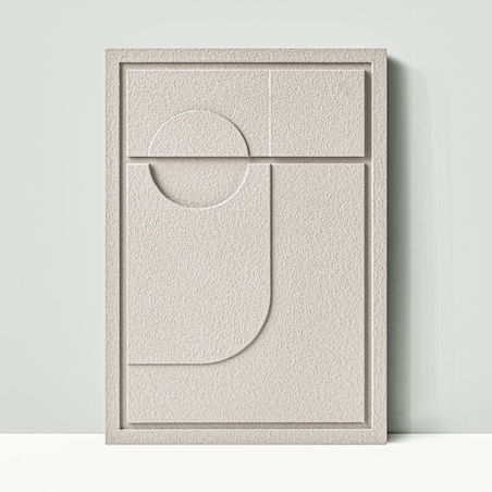 Obraz 3D 35x50cm Geometric II – Dekoracja Ścienna z Tynku Naturalnego, Natural Cream Minimalistyczny Relief