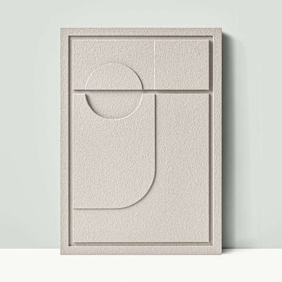 Obraz 3D 35x50cm Geometric II – Dekoracja Ścienna z Tynku Naturalnego, Natural Cream Minimalistyczny Relief