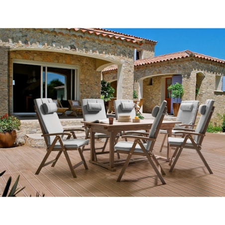 Zestaw ogrodowy dla 6 osób AMANTEA PREMIUM Drewno akacjowe Szary