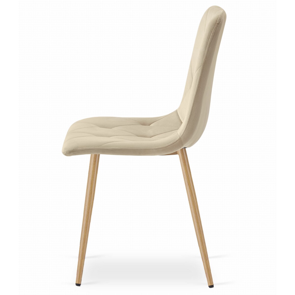 Krzesło Do Jadalni Kuchni Salonu Libra - Jasny Beż Aksamit / Nogi Kolor Drewna X 3