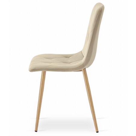 Krzesło Do Jadalni Kuchni Salonu Libra - Jasny Beż Aksamit / Nogi Kolor Drewna X 3