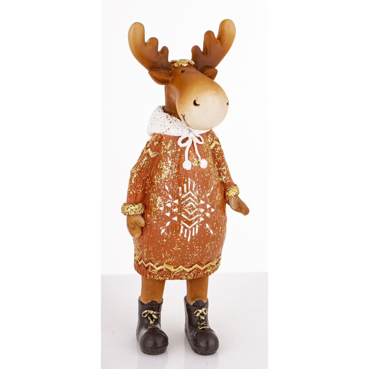 Figurka - łosza 20x8x6,5 cm ALCE w sukience w białe wzorki i białym kapturze