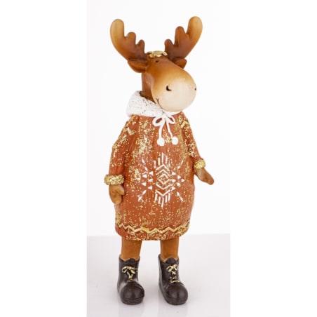 Figurka - łosza 20x8x6,5 cm ALCE w sukience w białe wzorki i białym kapturze