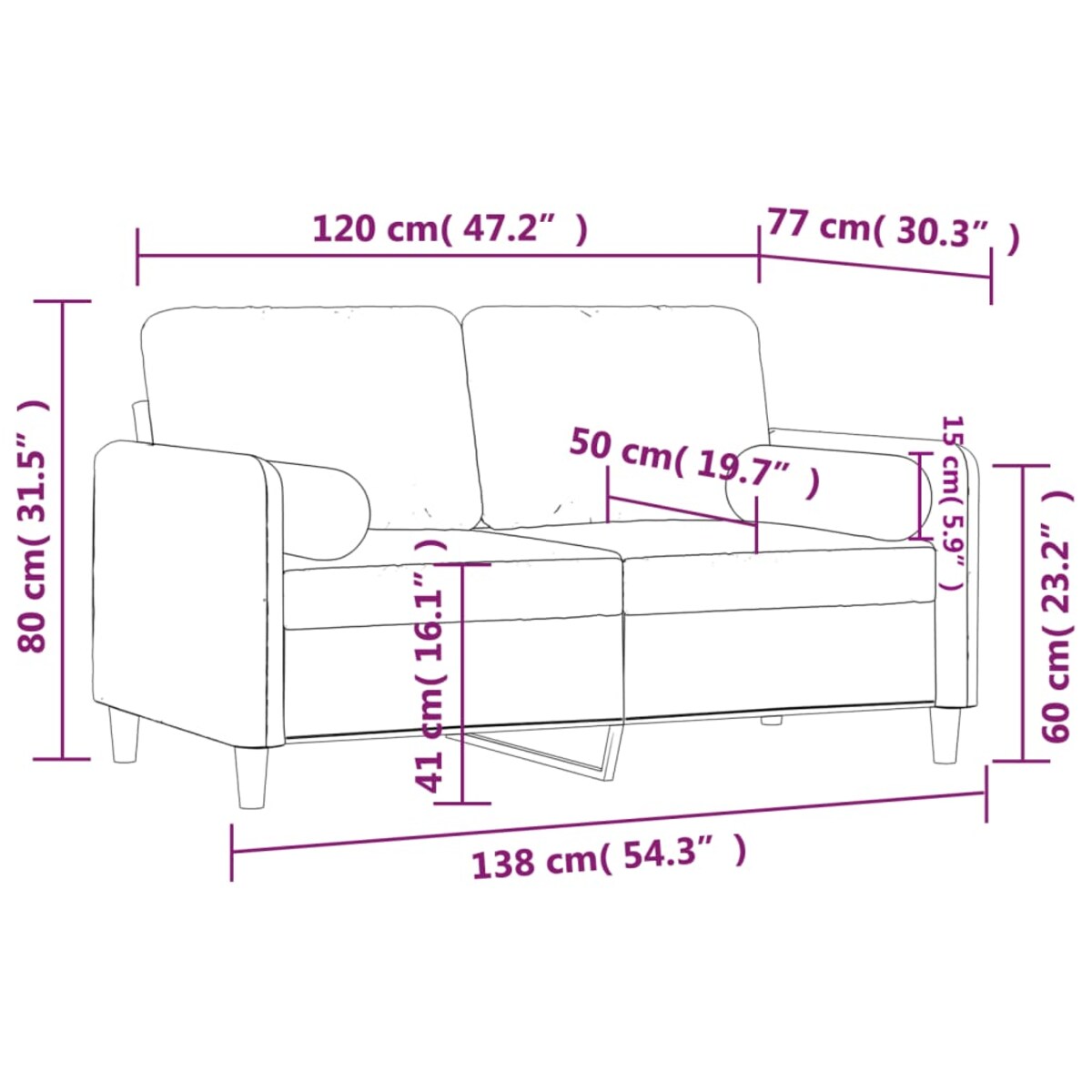 vidaXL 2-osobowa sofa z poduszkami, ciemnozielona, 120 cm, aksamit