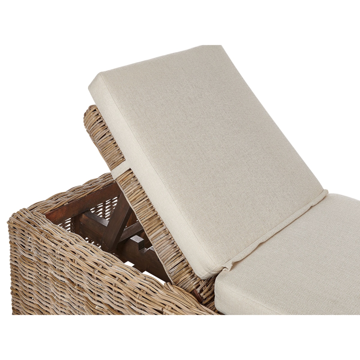 Leżak ogrodowy z poduszką PALESE Rozkładany Rattan Naturalny