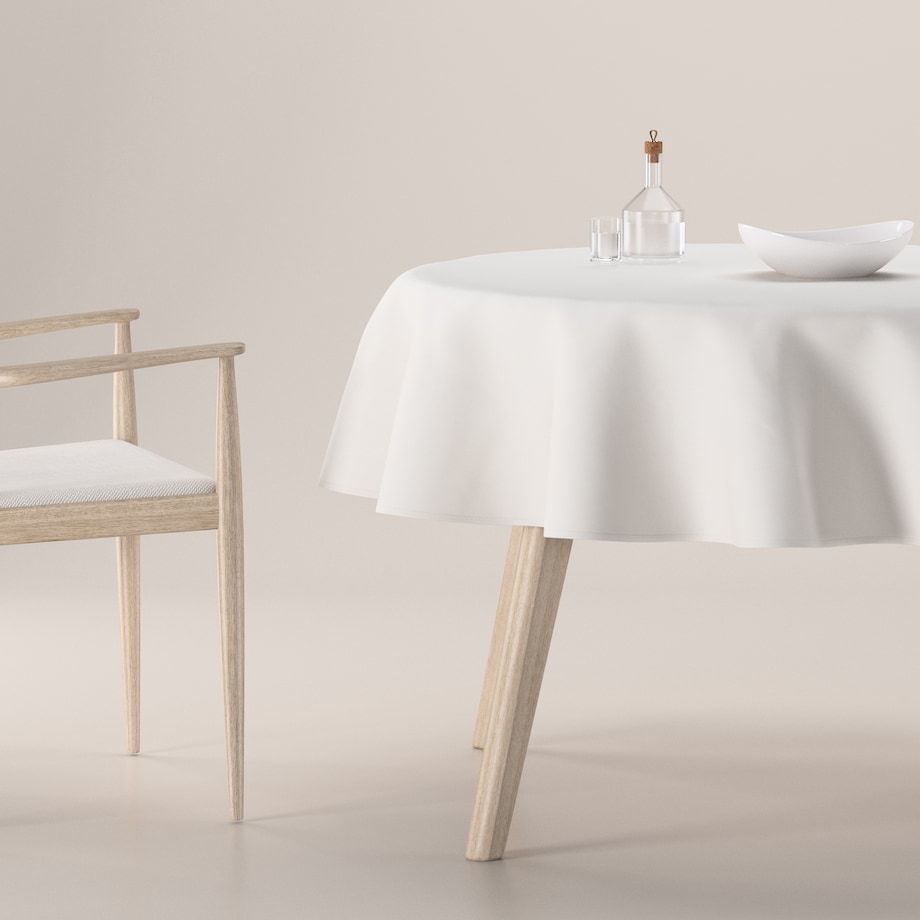 Obrus okrągły 130 x 130 cm śmietankowy biały