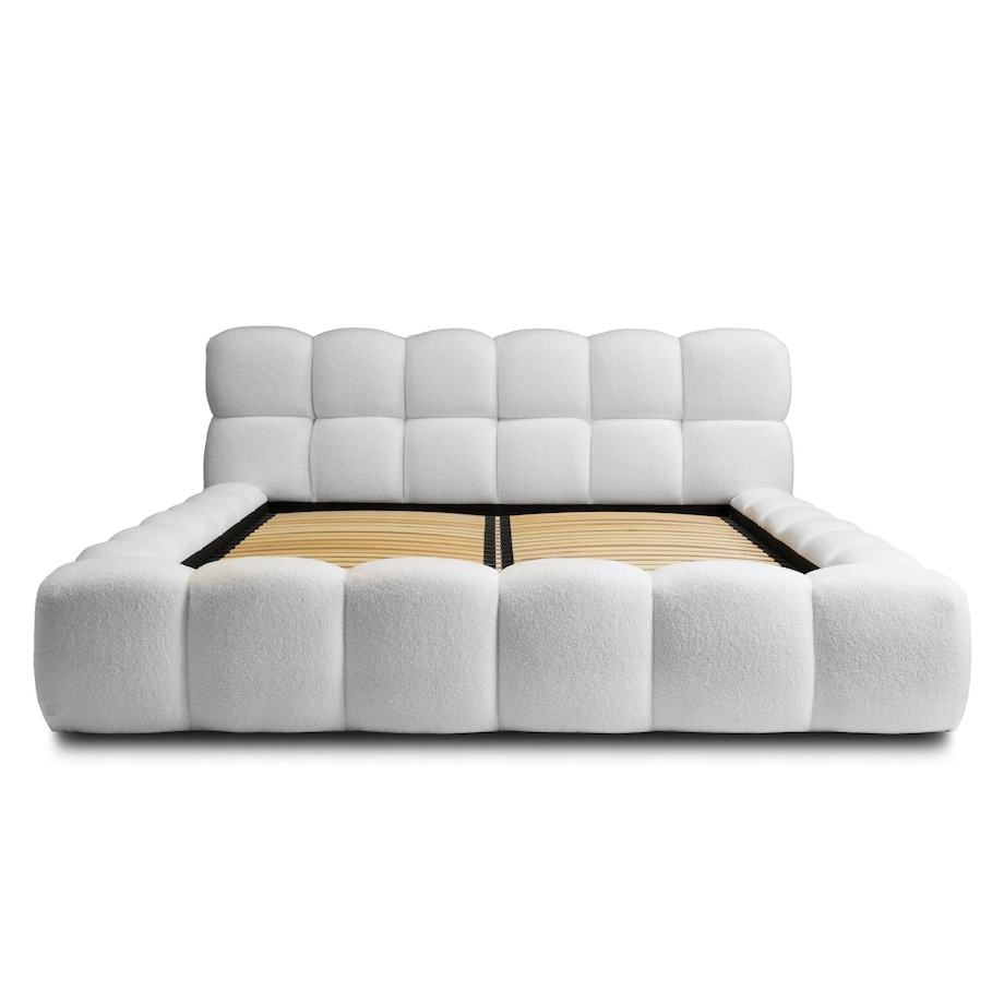 Łóżko tapicerowane 160x200 cm białe bouclé Santo