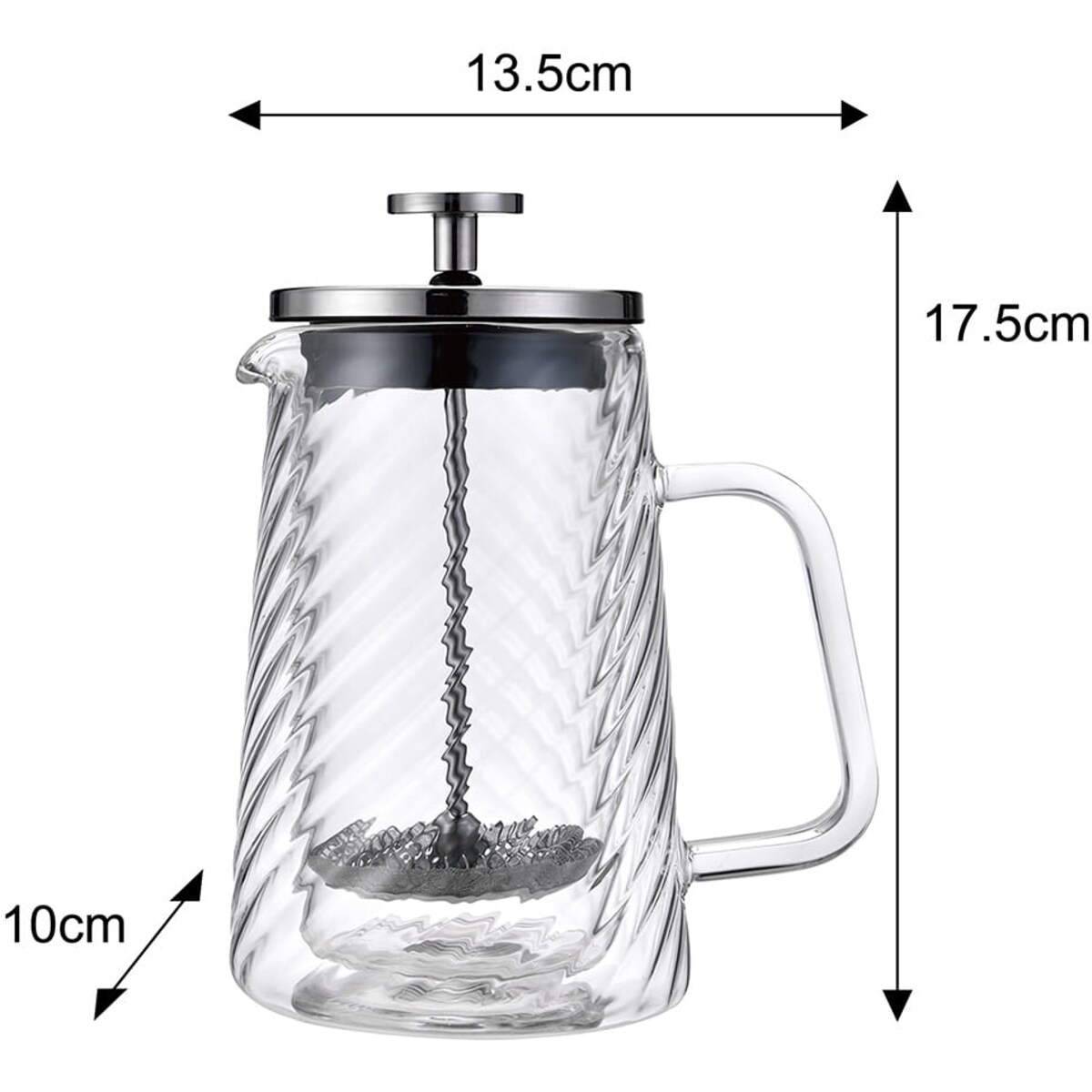 Zaparzacz do kawy herbaty szklany 350ml French Press srebrny KLAUSBERG
