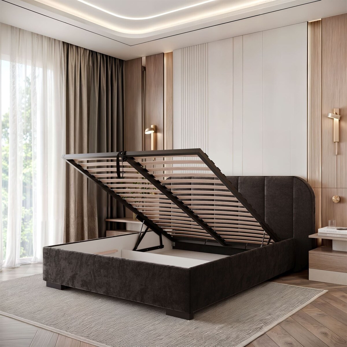 Łóżko tapicerowane AMARA, pojemnik, stelaż 32, 180x200, Royal Velvet 87254