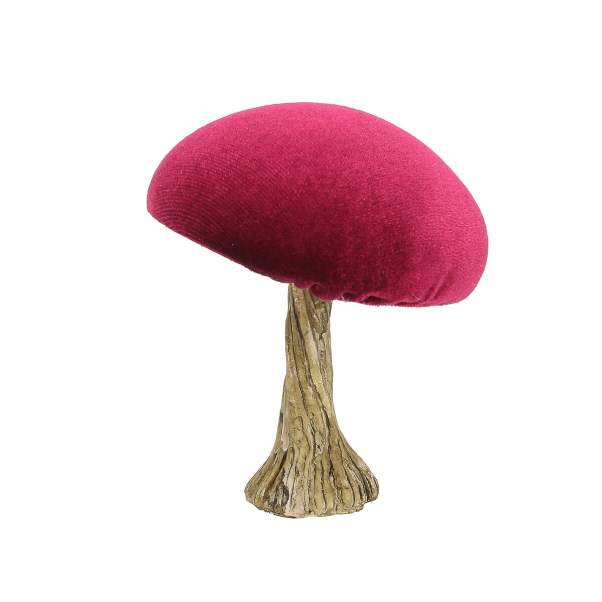 Dekoracja Velvet Mushroom 10 cm ruby, 9x10 cm