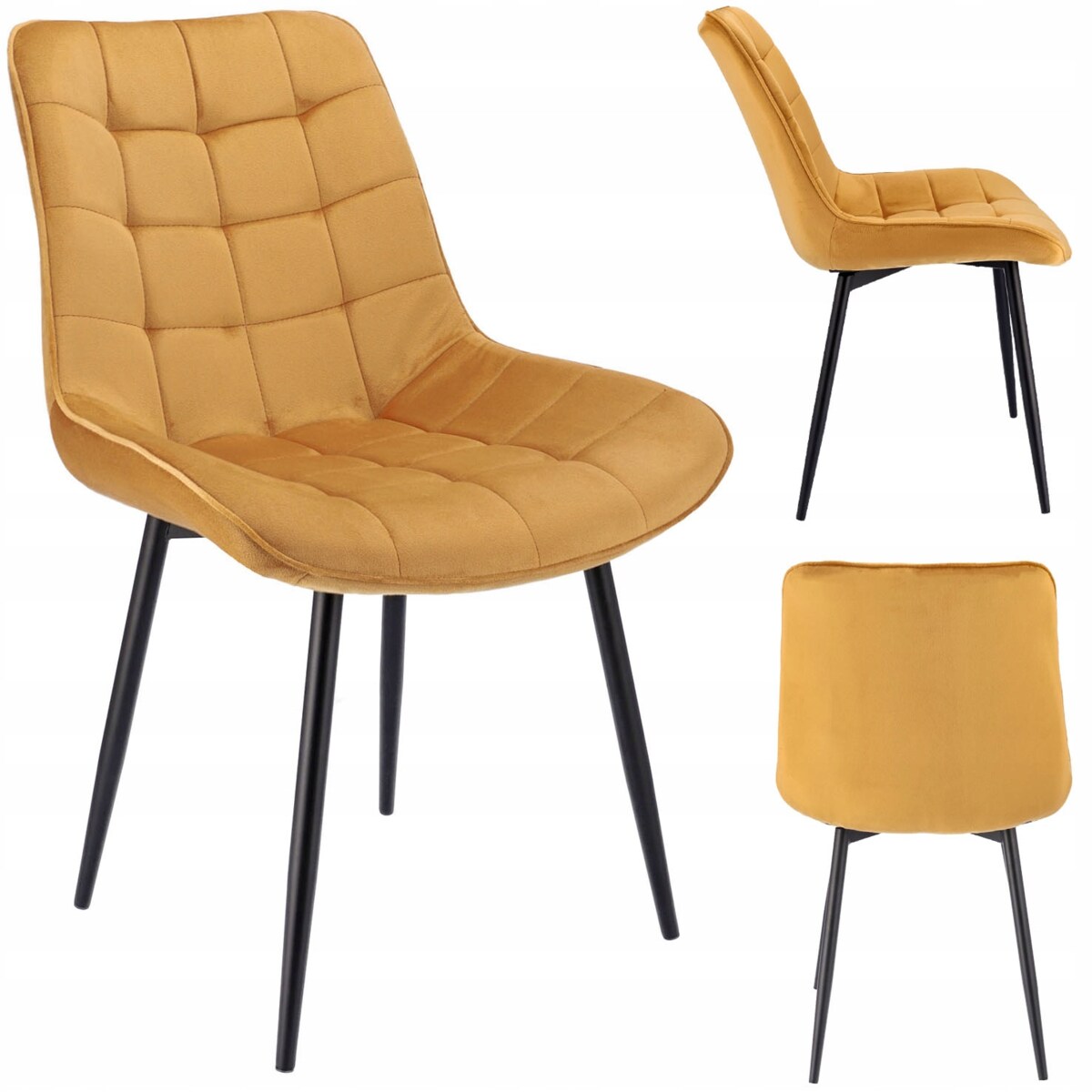 Krzesło tapicerowane welurowe MISTY musztardowe