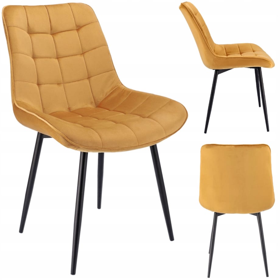 Krzesło tapicerowane welurowe MISTY musztardowe