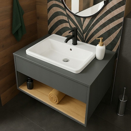 Umywalka ceramiczna biała prostokątna 52x41cm