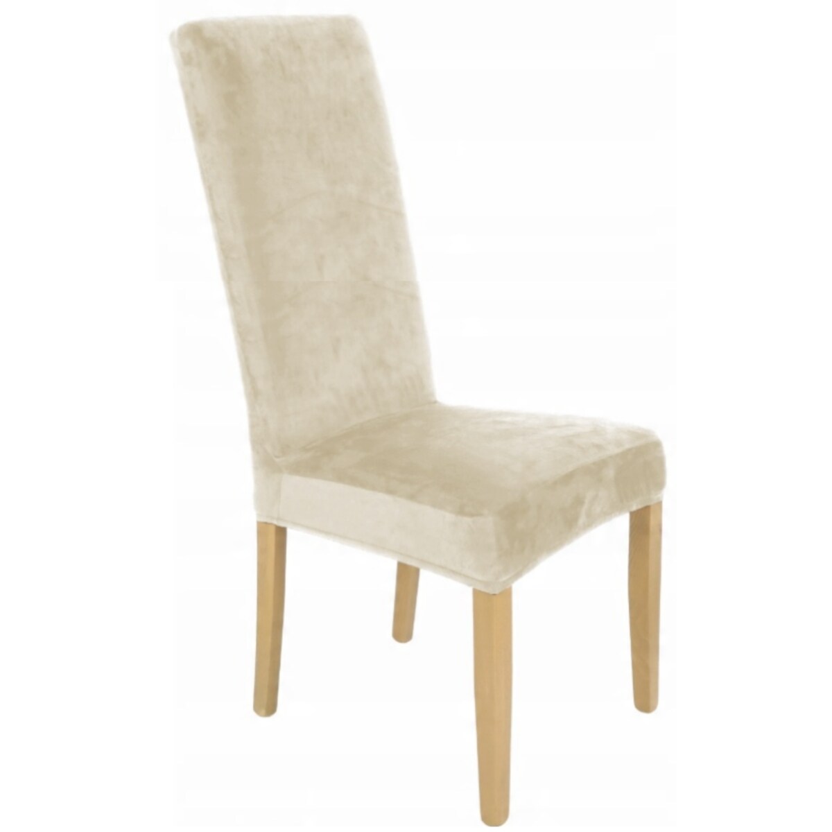 POKROWIEC NA KRZESŁO WYSOKIE OPARCIE BEŻ KASZMIROWY WELUR ELASTYCZNY [12W-BKA]