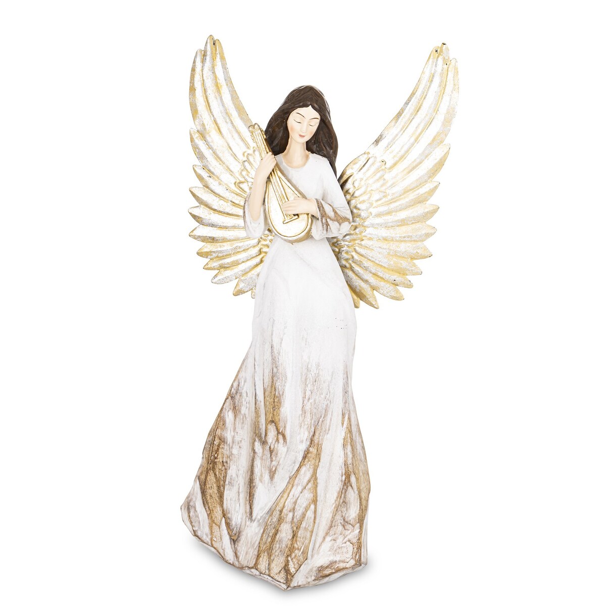 Dekoracja - anioł 35,5x18x9 cm ANZOLO z lutnią