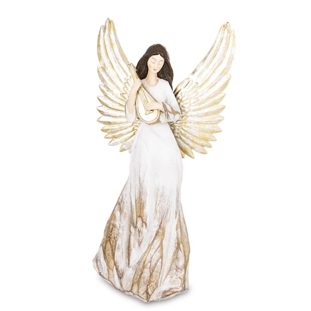 Dekoracja - anioł 35,5x18x9 cm ANZOLO z lutnią