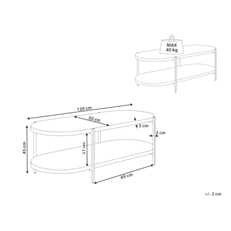 Stolik kawowy z półką jasne drewno BALINGER